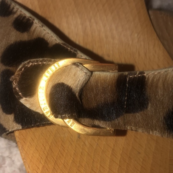 Stuart Weitzman size 10 Animal print platform slide Wooden heel Like new - Picture 7 of 9